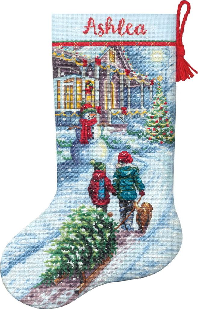 Kruisstikset "Kerstsok, Kersttraditie", telpatroon, 40,6 x Productafbeelding 