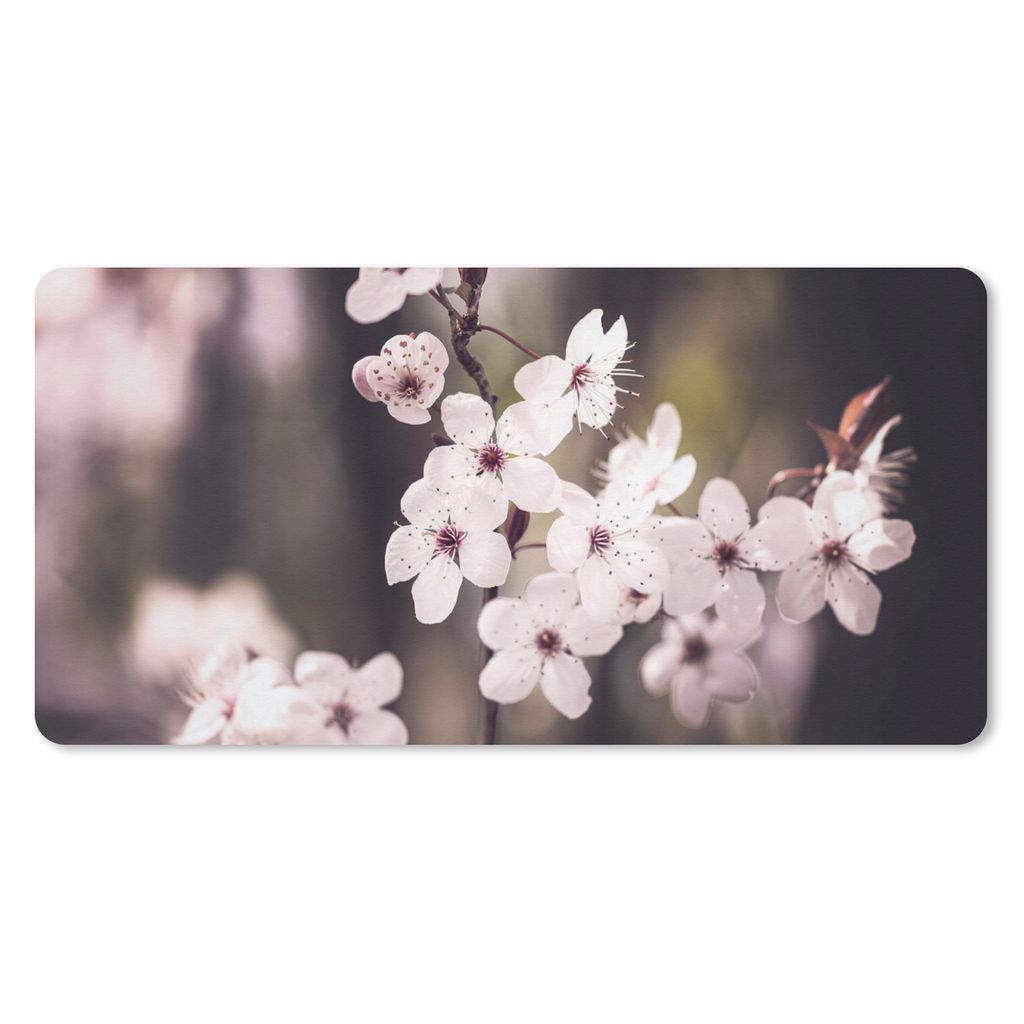 MuchoWow Mauspad Mousepad Blumen - Weiß - Natur - Pflanze - Blüte 60x30 cm - Mousepads - Maus Mat - Pad - Mausunterlage - Nachhaltig