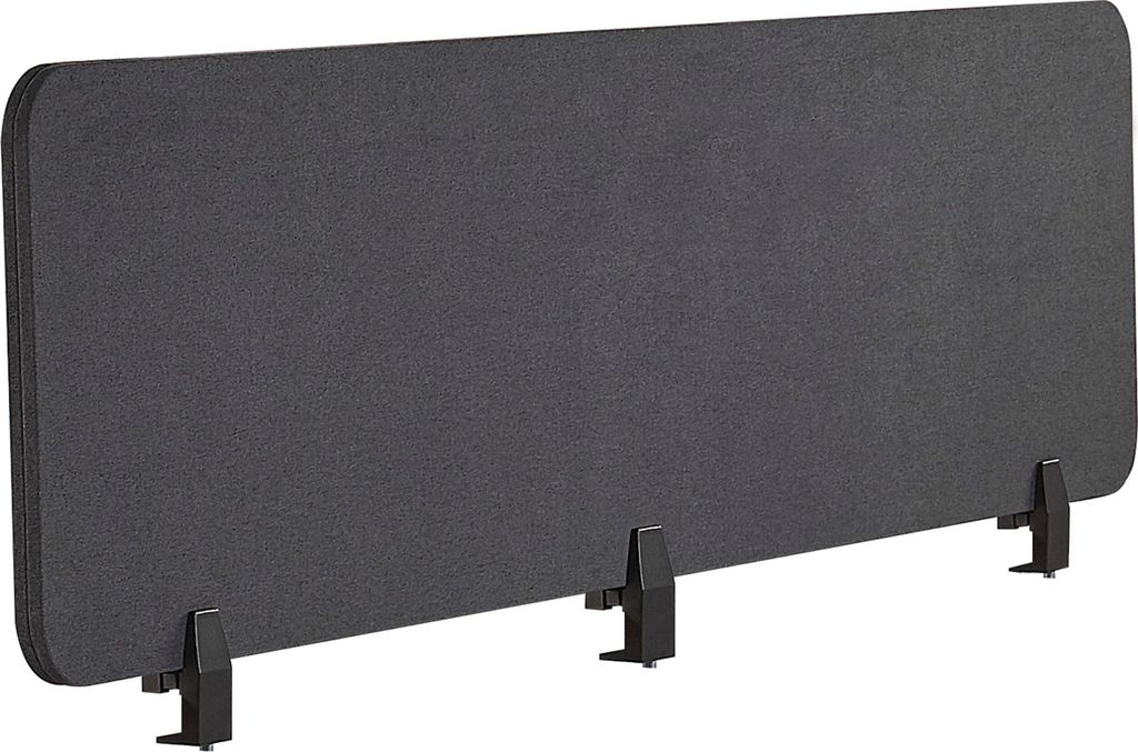BELIANI Schreibtisch Trennwand Dunkelgrau Stoff PET Kunststoff 180 x 40 cm zum Aufstellen Klemmen Schallschutz Sichtschutz Pinnwand Büro Home Office