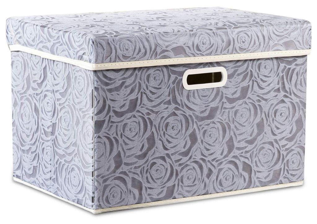 Große Aufbewahrungsbox mit Deckel, Aufbewahrungskörbe aus Stoff mit Rosenmuster, dekorative Stapelboxen, Würfel, faltbare Organizer, Boxen, Beh...