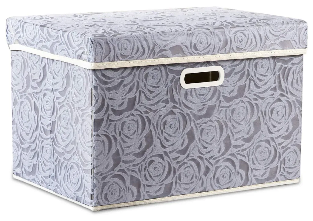 Organiseur pliable gris pour dressing et chambre motif fleurs chic