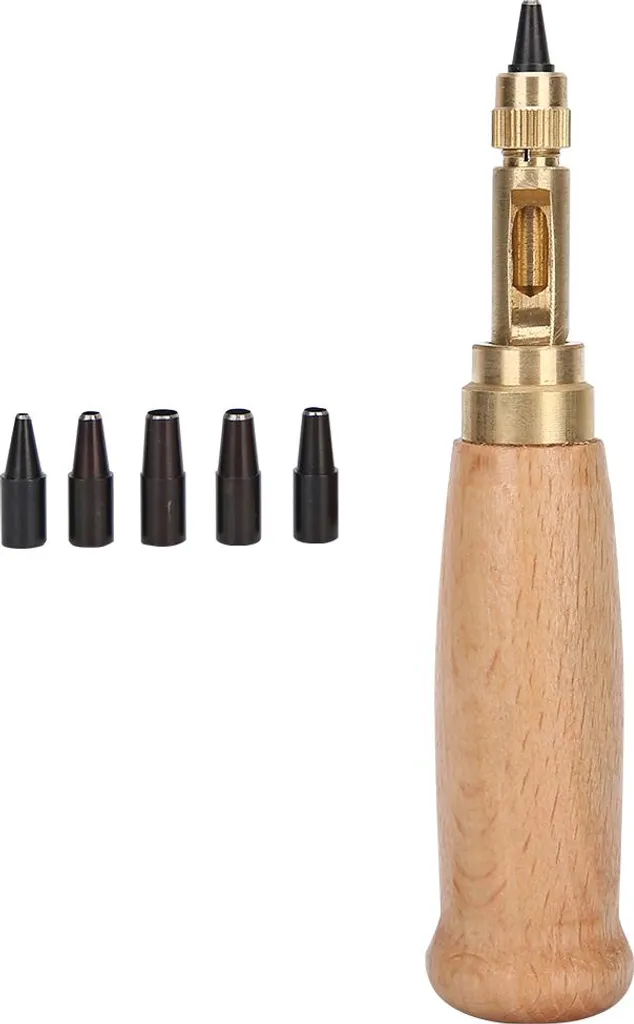 Punzone apri-cintura punzonatore in Finto cuoionzone in acciaio collezione artigianale manico antiscivolo