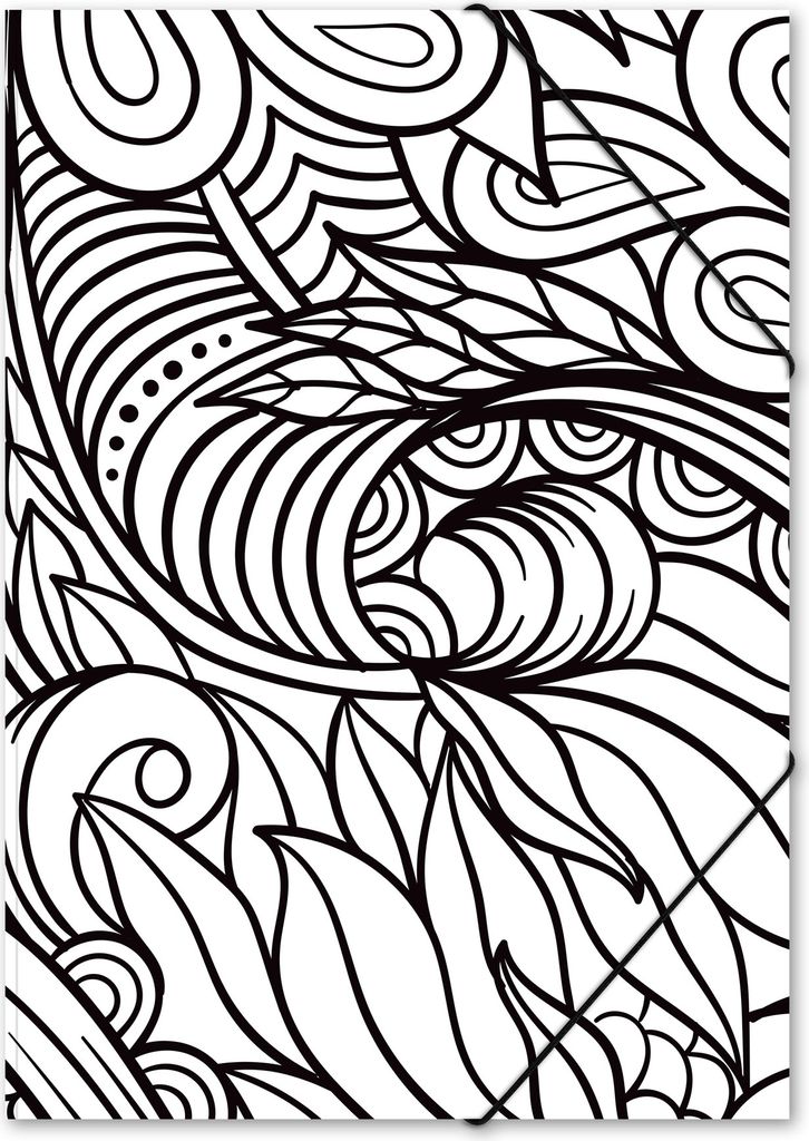 itenga Gummizugmappe Zeichenmappe A3 Lineart Schwarz Weiß