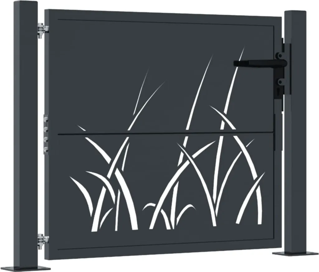 Panneau de Clôture en Acier Anthracite 105 x 80 cm au Design Végétal