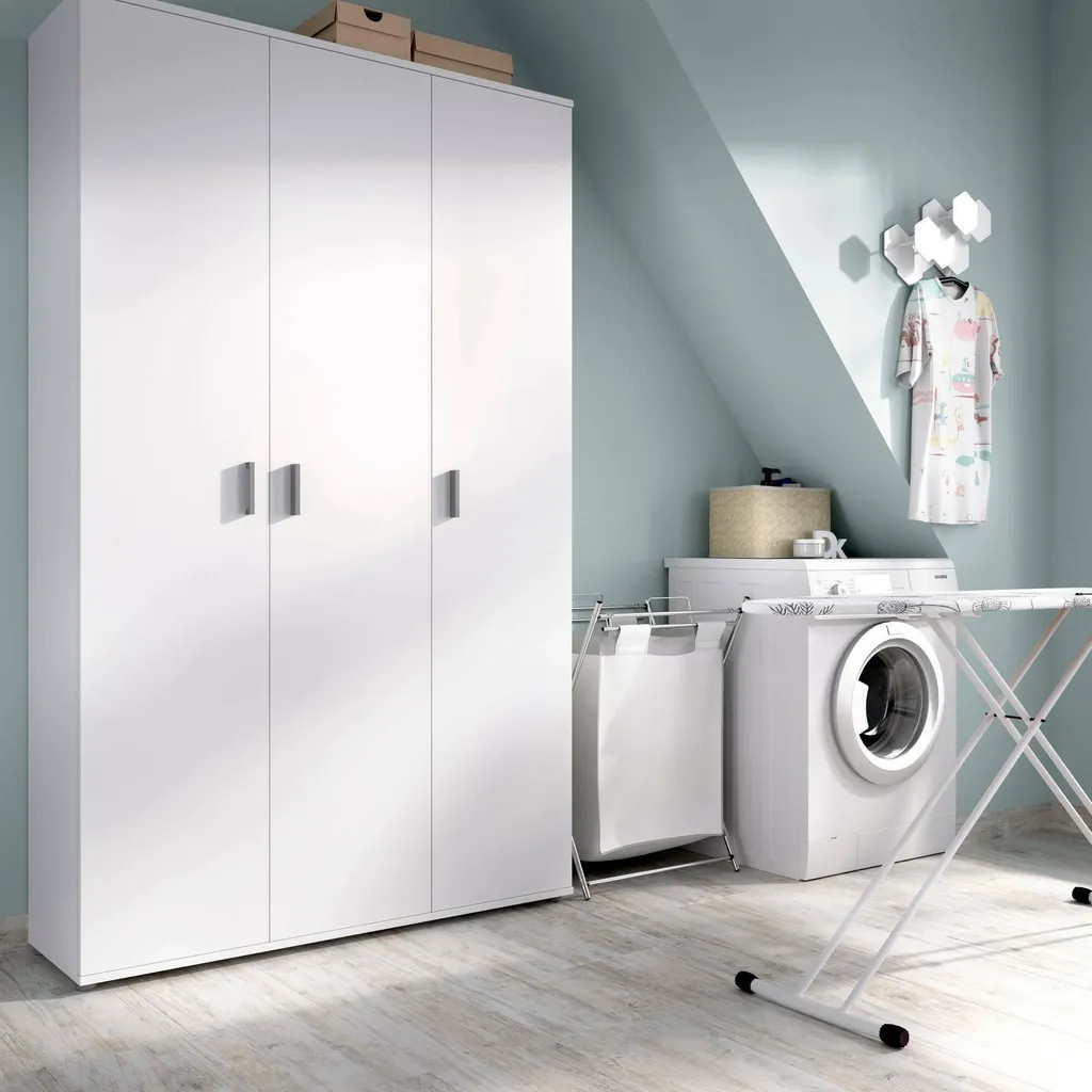 Armoire de Rangement Multi-usage Blanche 116 cm Aniello à 4 Tablettes - 2