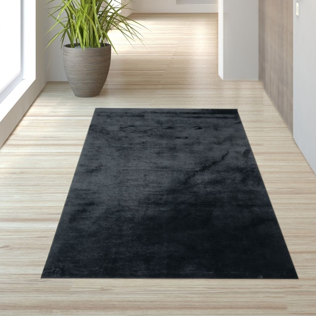 Teppich Shaggy Flokati in schwarz Größe - 80 x 150 cm