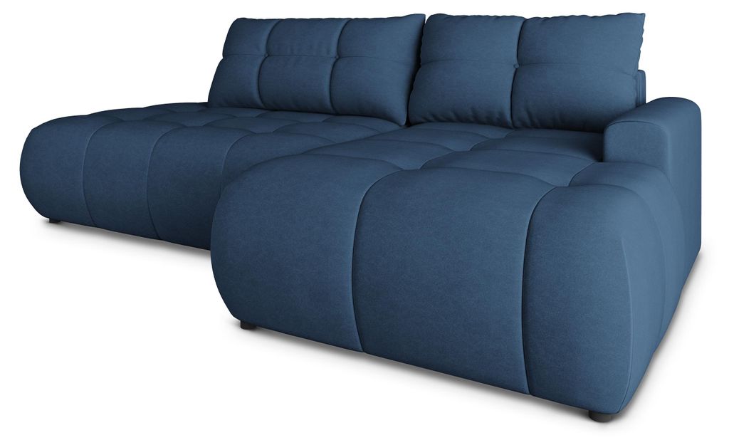 Masseno Ecksofa FLUMA CL R-S mit Schlaffunktion L-Form, Sofa mit Bettkasten, Wohnzimmersofa, Couch, Soffa, Bettsofa, Couchgarnitur- Blau, CASTEL 79