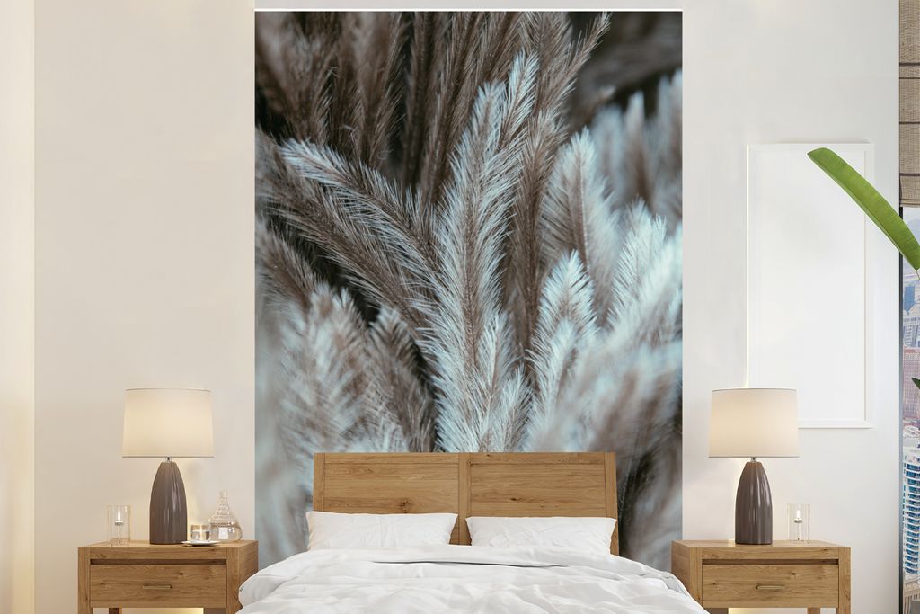 MuchoWow Fototapete für Wohnzimmer oder Schlafzimmer Wandtapete Vinyl Motivtapete Beruhigendes Bild von weichen Federn - 225x350 cm - Schlafzimm...