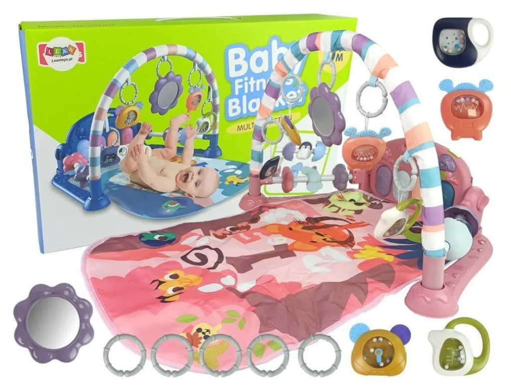 Tapis Bébé Musical avec Piano Amovible et Miroir d'Éveil Interactif