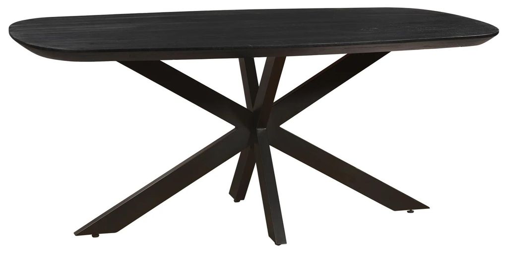 Dorrio Esstisch dänisch oval 200 x 100 cm Mangoholz Schwarz Produktbild 