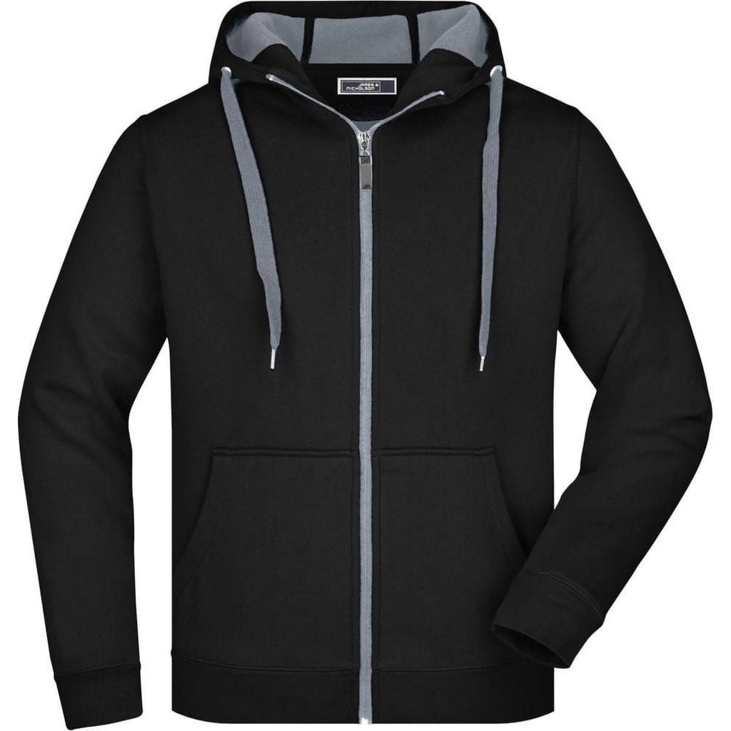 James and Nicholson - "Doubleface" Jacke für Herren, Durchgehender Reißverschluss LT3188 (M) (Schwarz/Kohlen-Schwarz)