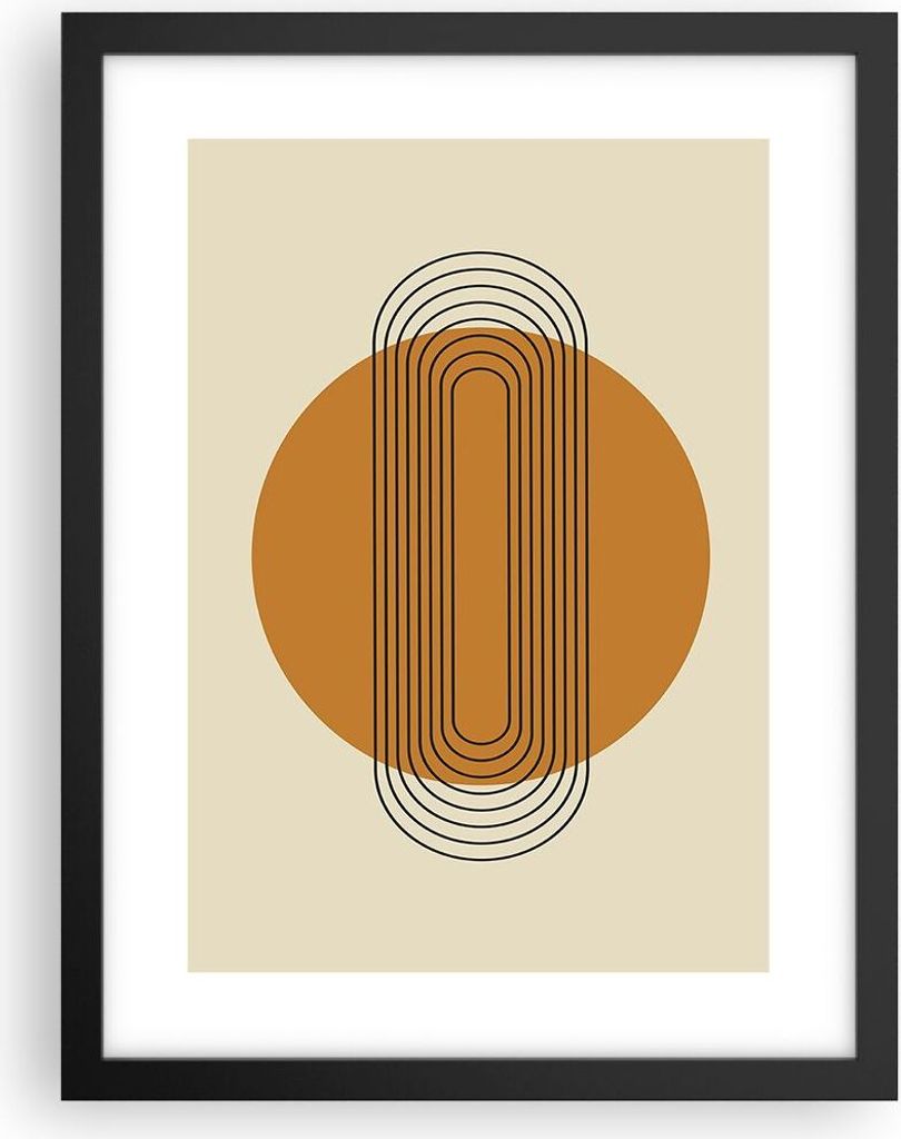 Gerahmtes Poster - Schwarzer Rahmen - Stück Geometrisch Orange - 30x40 cm - Wand Bild - Wanddeko - Wandbilder - Kunstposter - Wandposter - Bilderr...