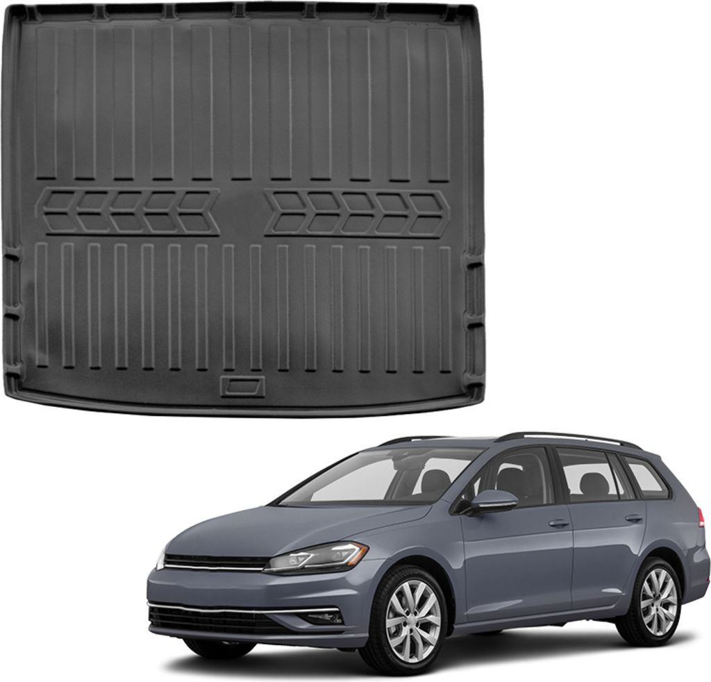 SCOUTT | Kofferraumwanne Laderaumwanne Kompatibel mit Volkswagen Golf 8 Ab 2020 Kombi, Obere Boden, mit Hoher Rand, Kofferraum-Schutzmatte, Geriffe...
