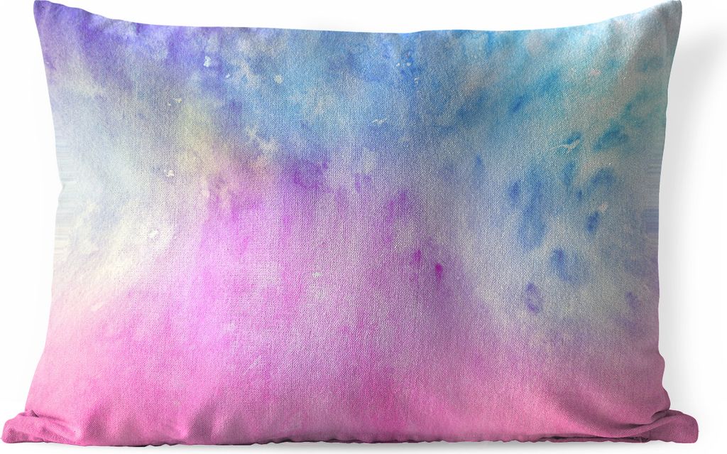MuchoWow Outdoor Kissen - Aquarell - Rosa - Blau - Gelb - 60x40 cm - Wetterfest - Lounge Kissen - Zierkissen - Kissen für Innenräume