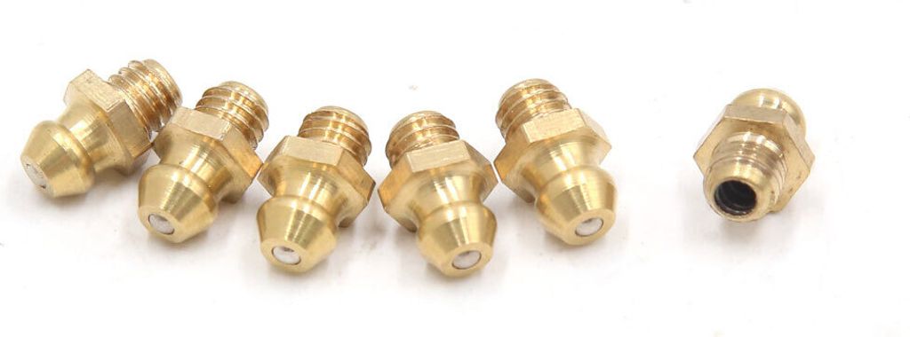 6 Stück Schmiernippel M6x1mm Gewinde Messing Fettnippel Sortiment Gerade Abschmiernippel Nippel für Auto