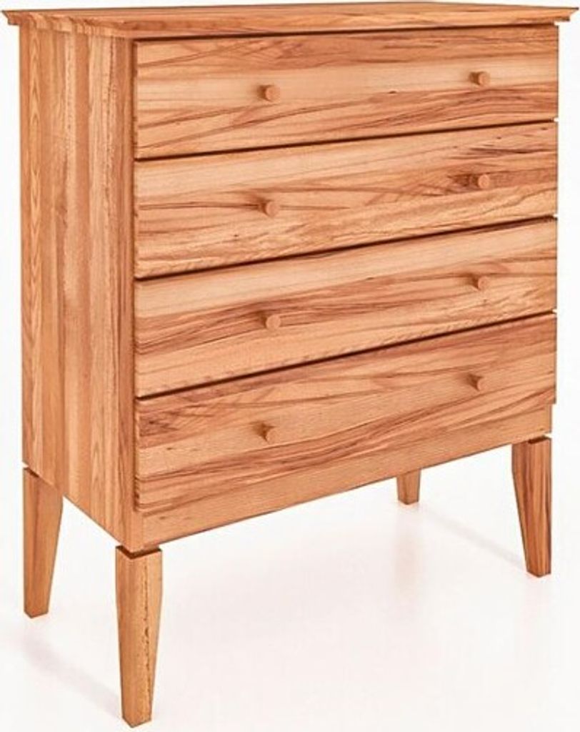 Kommode Sydo aus Kernbuche massiv 87x45x100 cm mit 4 Schubladen und Holzbeinen