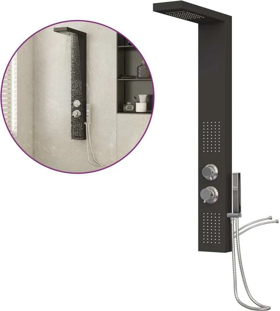 Système de douche complet aluminium noir pour rénovation moderne