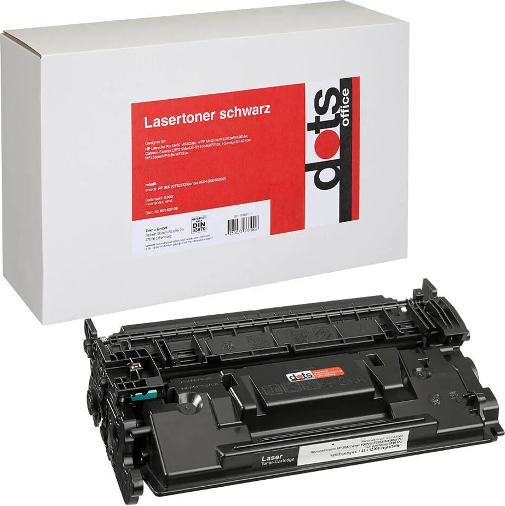 Toner noir compatible HP 26X et Canon 052H - Dots 2539 haute capacité