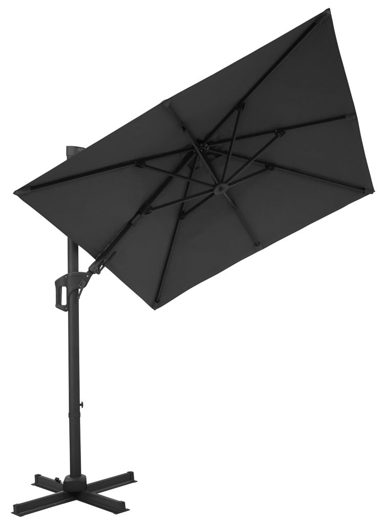 David Freiarm-Sonnenschirm mit Ständer, 210 x 210 cm, anthrazit, UV-Schutz 50+, Kurbelgriff, 360° drehbar, quadratisch, axial verstellbar, Sonnen...