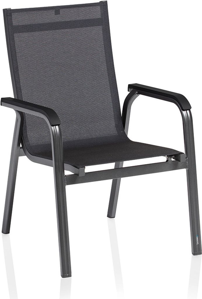 Kettler Stapelsessel BASIC+ PREMIUM, Aluminium Anthrazit / Outdoorgewebe Lakritz - Sonderaktion