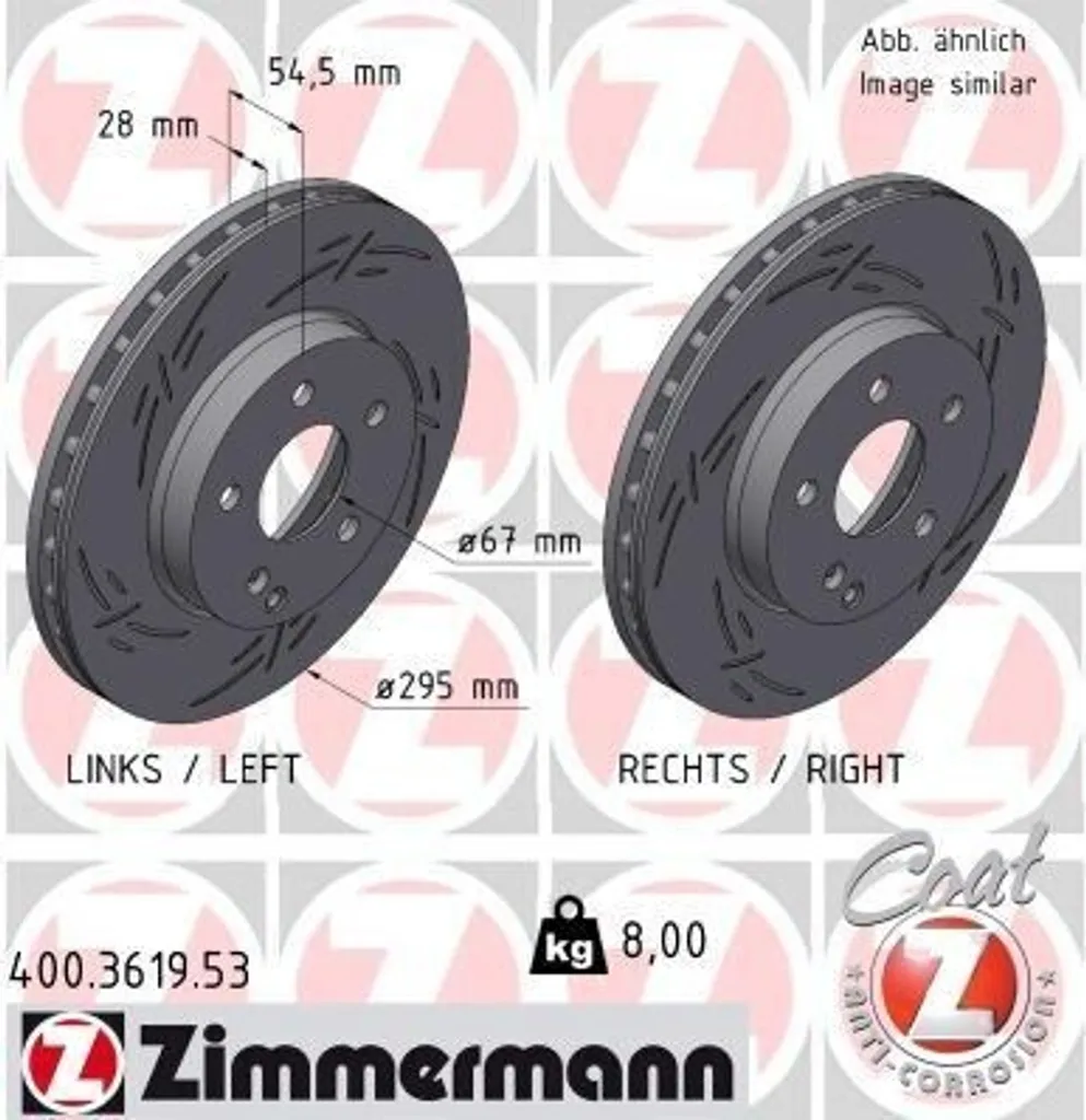 Disque de frein Zimmermann 400.3619.53 : stoppez les vibrations W211