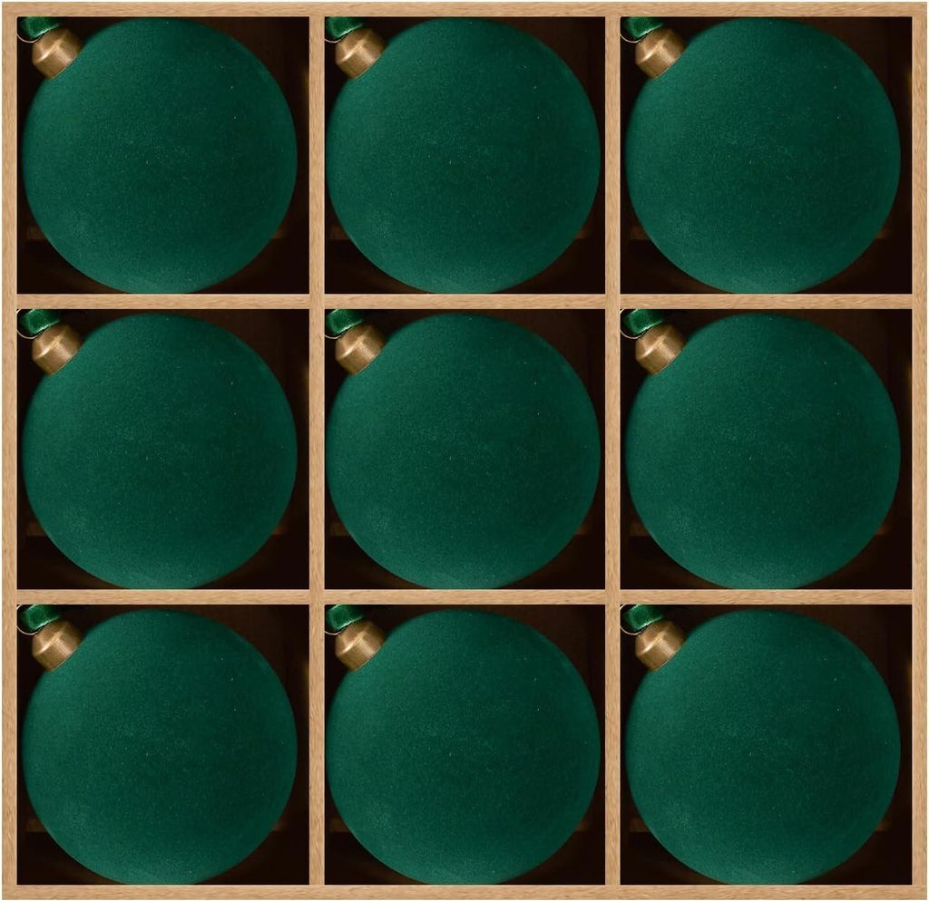 Set van 9 kerstbaldecoraties, groen, met sneeuwvlokken, Productafbeelding 
