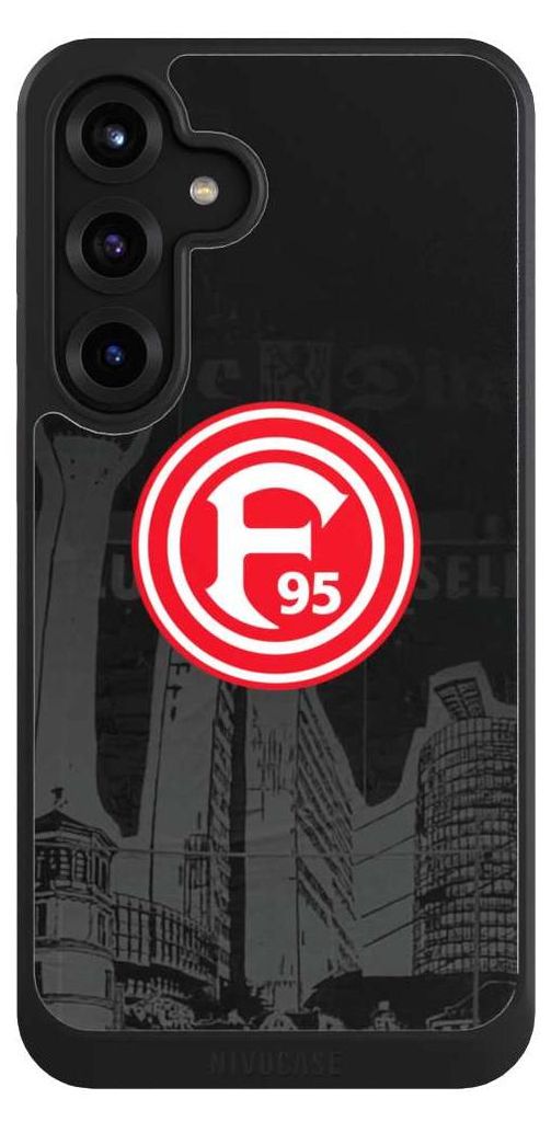 NIVOCASE Hülle für Samsung Galaxy S25+ Handyhülle NIVOcore Case Schwarz Fortuna Düsseldorf Logo Offizielles Lizenzprodukt