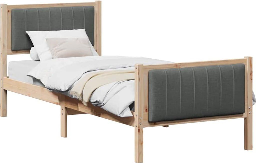 Bettgestell Braun und Dunkelgrau 80 x 200 cm Massivholz Kiefer