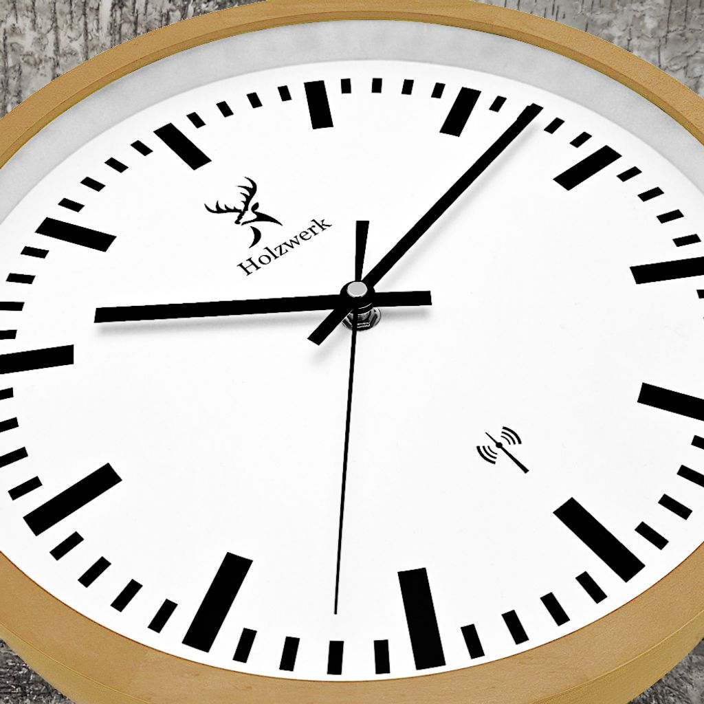 Holzwerk GOLDBERG (FUNK) moderne Bahnhof Holz Funk Wanduhr, Produktbild 3