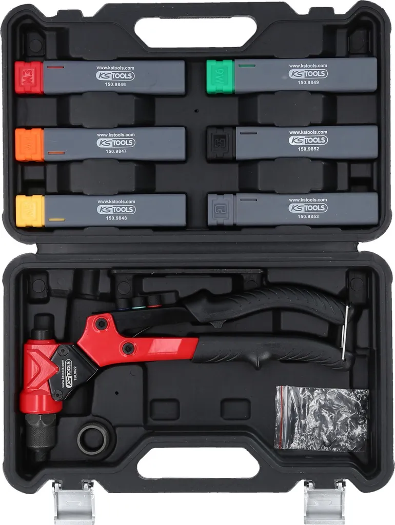 Jeu de pinces à riveter 3 en 1 pivotantes KS Tools avec embouts interchangeables - 2