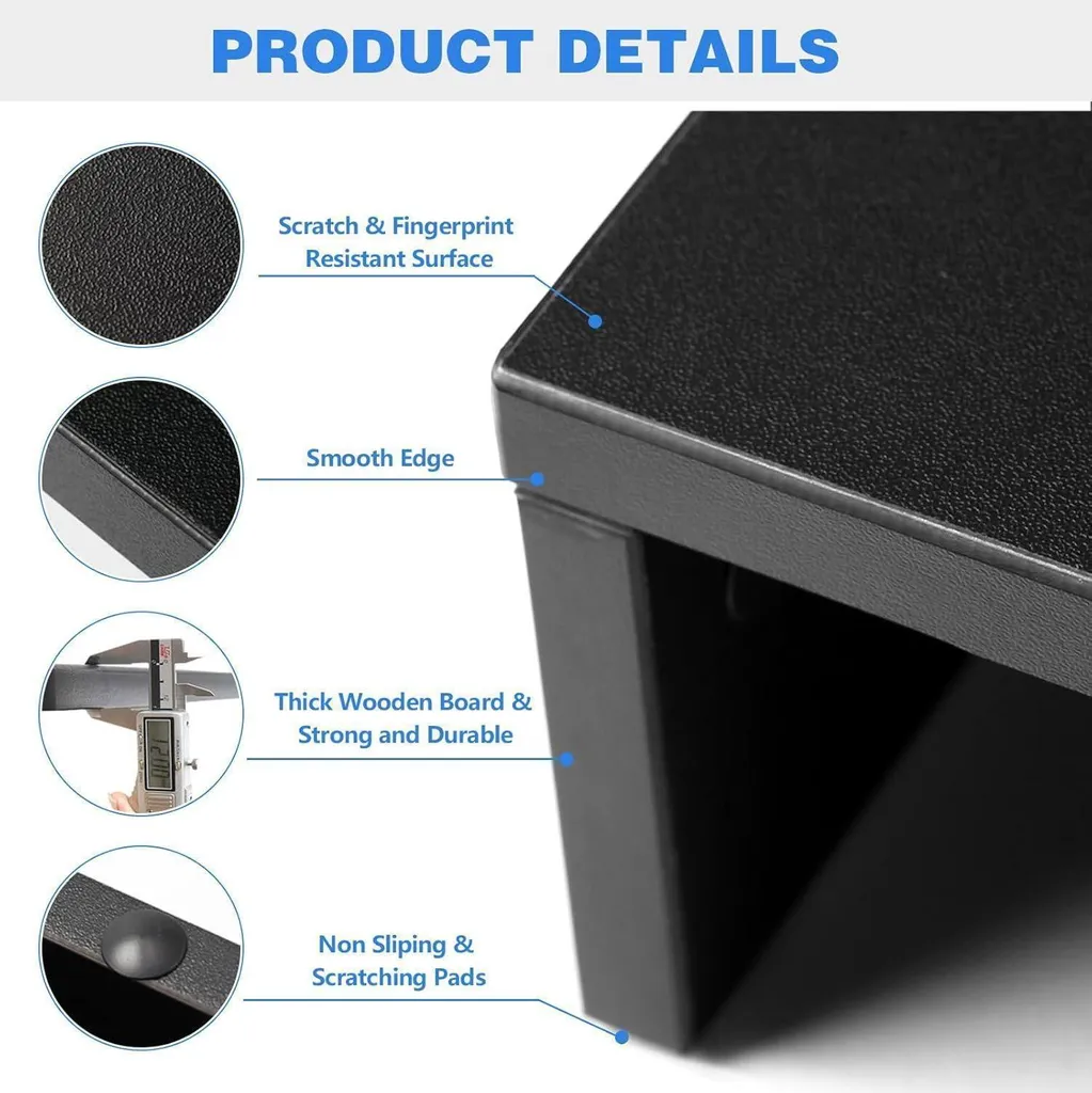 Double support écran bois noir pour ordinateur portable - Rangement - [Ref 123] - 5