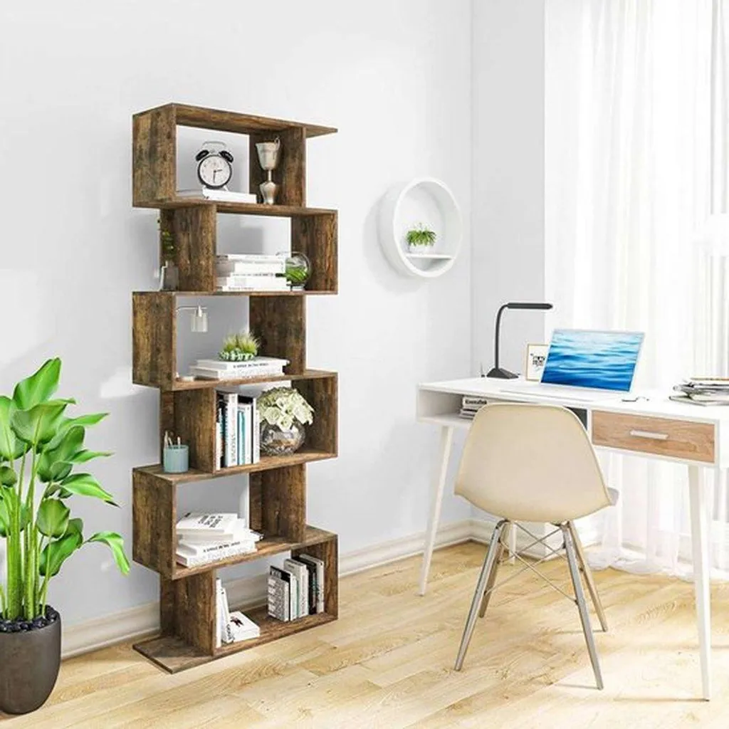 Bibliothèque Gain de Place 6 Cases Bois Marron Bolt Edge pour Studio