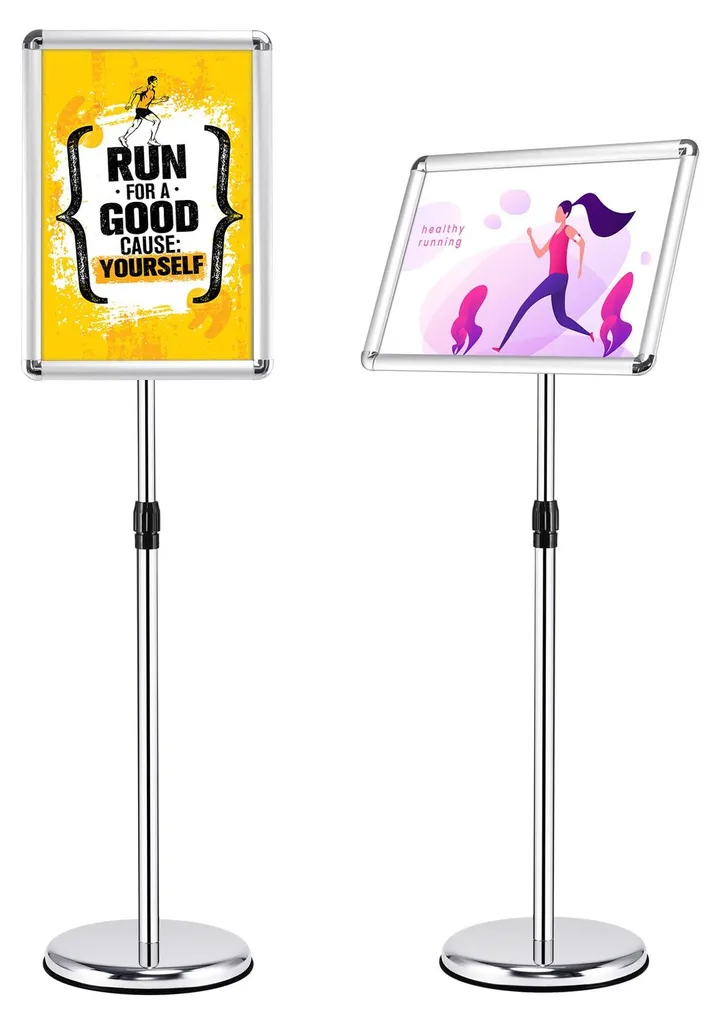 COSTWAY Set 2 Stand Informativi A3 Argento Regolabili per Esposizione