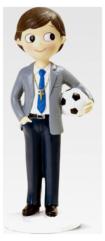 Figur Kommunion Junge mit Fußball, 47 x 47 x 165 mm