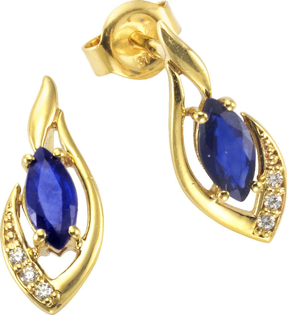 F Ohrstecker 375/- Gold 1,4cm gelb Saphir blau 341320008-5