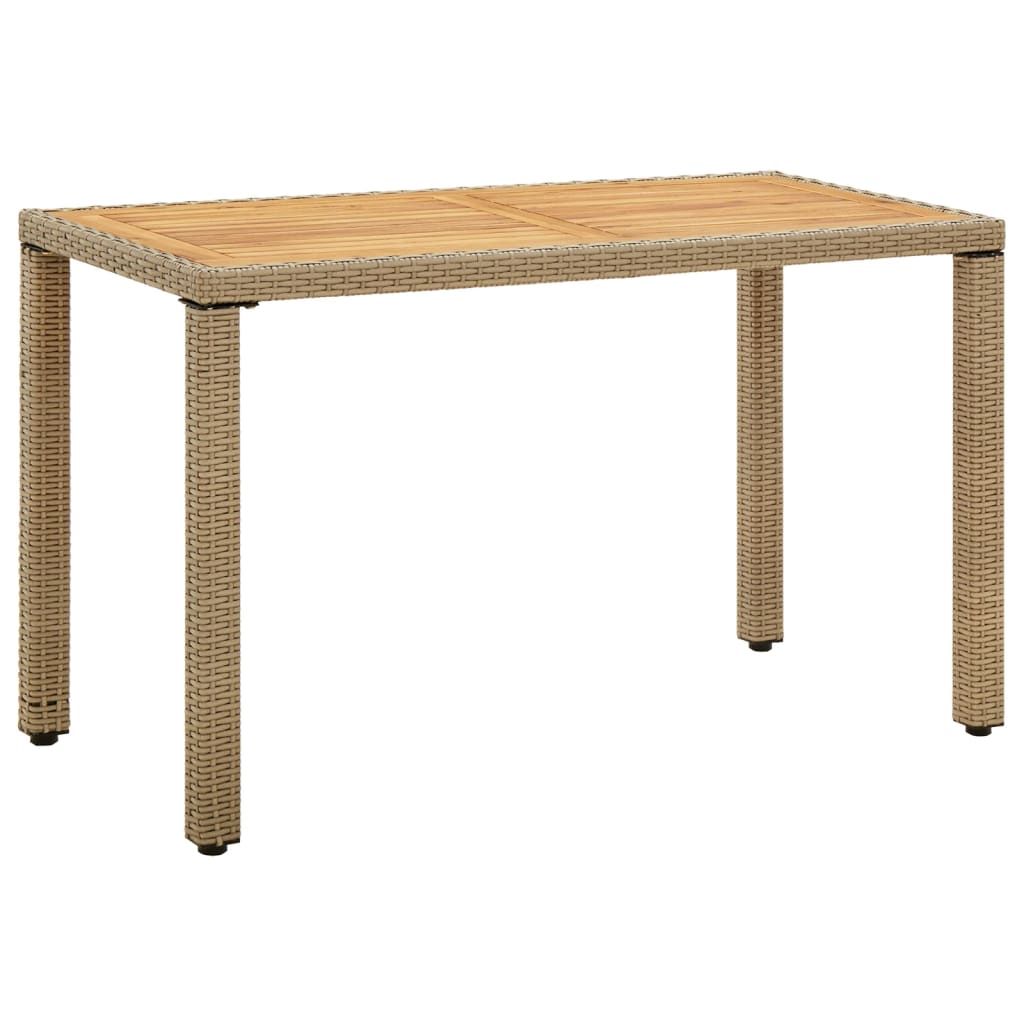 Cloris Designermöbel Gartentisch Beige 123x60x74 cm Poly Rattan & Massivholz Akazie 2024 Neu