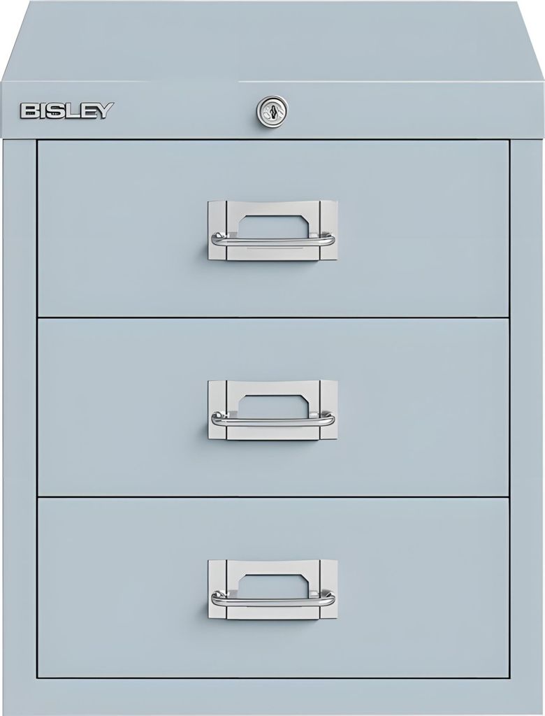 Schubladenschrank 3 Schübe mit Schloss lichtgrau H 325 x B 279 x T 408