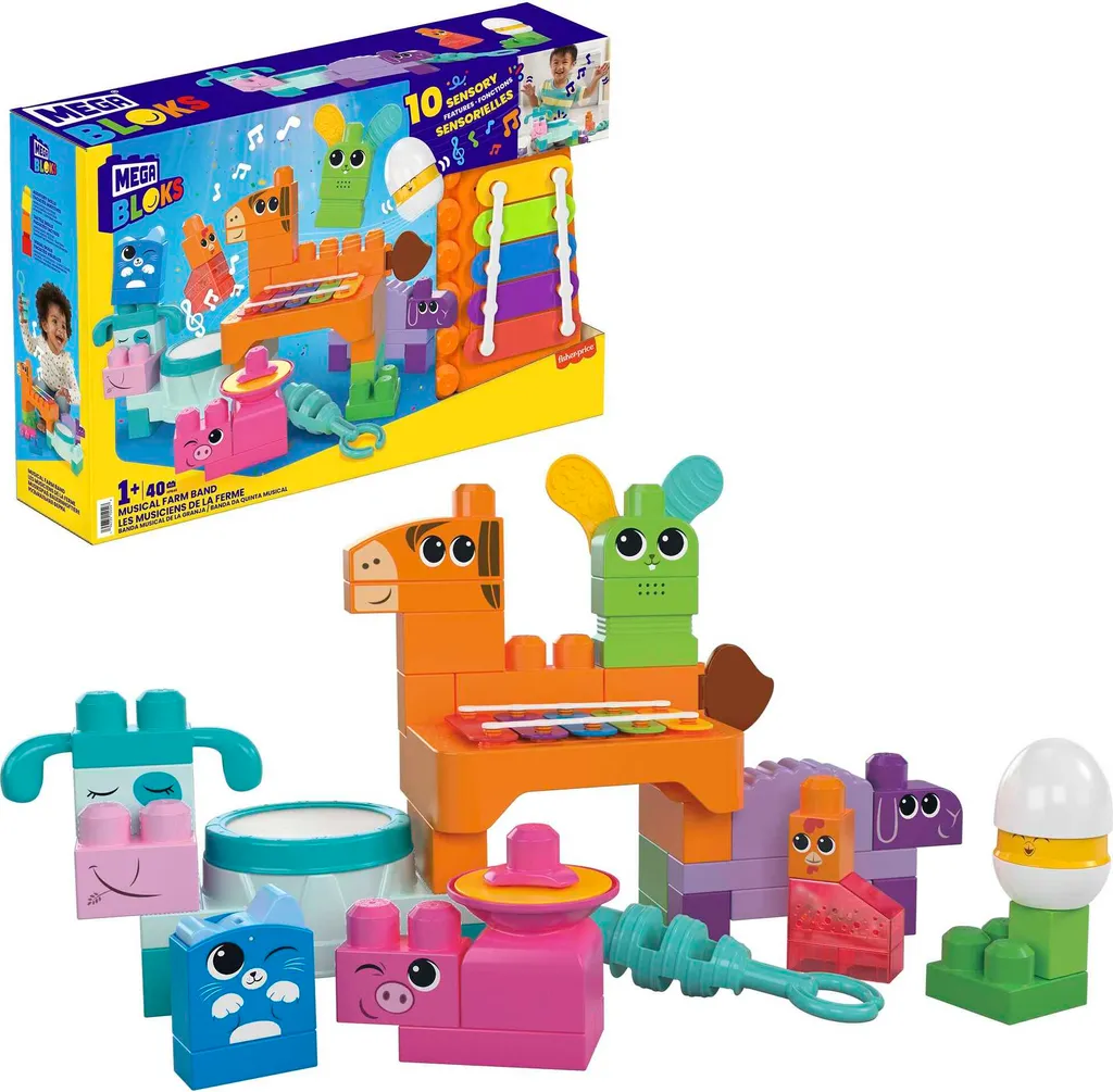 Mega Bloks Animaux de Ferme Musicaux - Jouet Bébé Sûr et Incassable