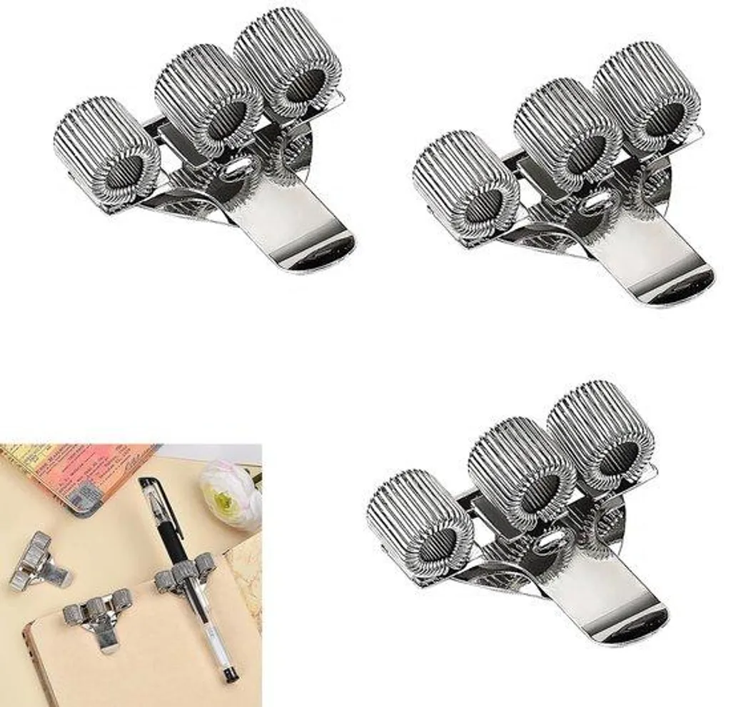 Porte-crayons métal argenté avec clip extensible lot de 3 haute résistance