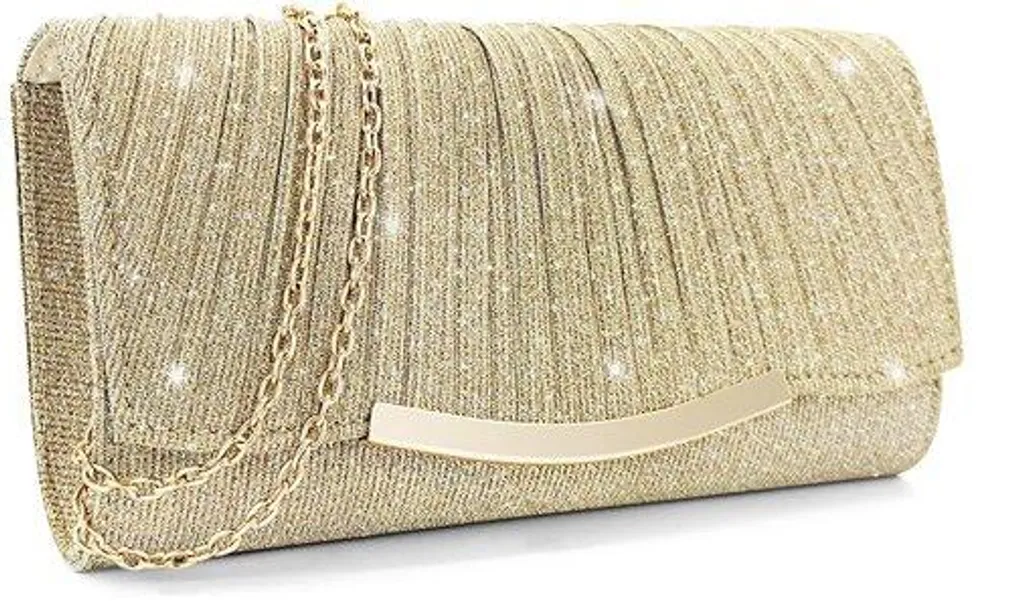 Sac à main élégant pailleté doré - Pochette mariage et cocktail 20x12cm