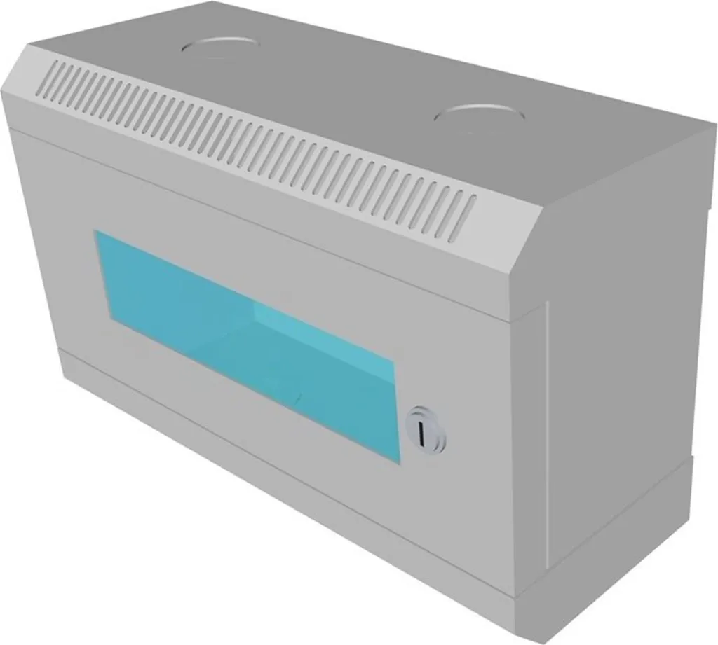 Baie de Brassage Murale 4U Datacom 10" Grise avec Porte Vitrée de Sécurité