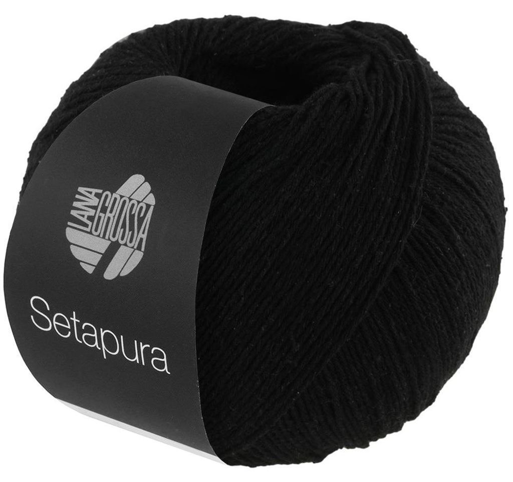 Lana Grossa SETAPURA 50 g angenehm weiches, mattes Seidengarn 200 m, Farbe:016 - Schwarz