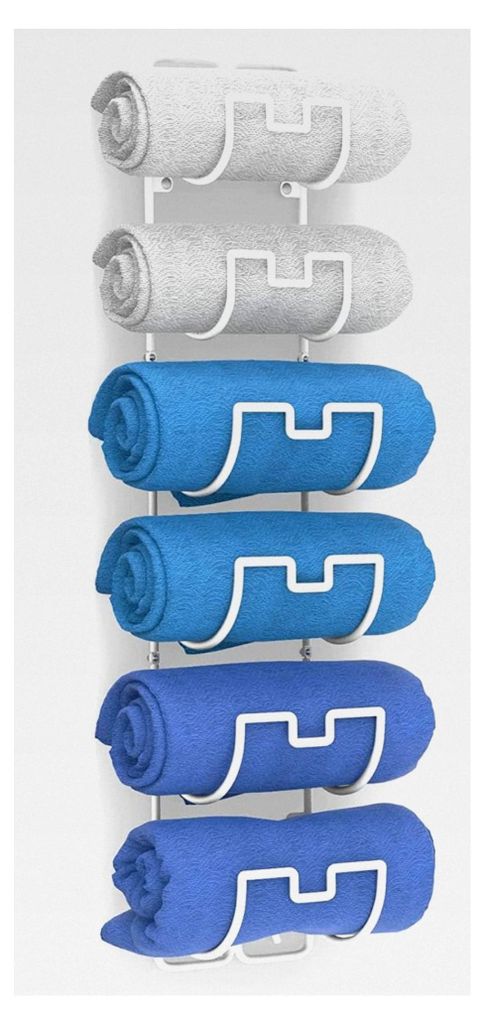 Wandmontierter Handtuchhalter, Hängende Handtuchstange für das Badezimmer mit 6 Fächern, Badetuchhalter für Gästehandtücher, Platzsparendes B...