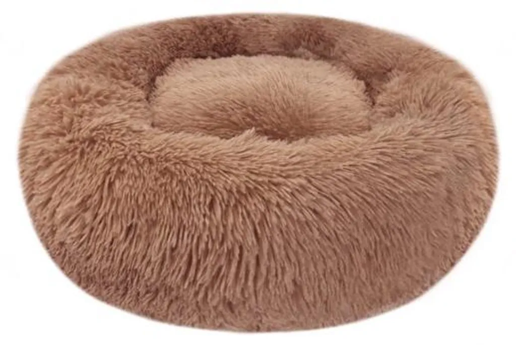 Coussin pour chiens et chats en peluche douce lavable L-60 cm marron