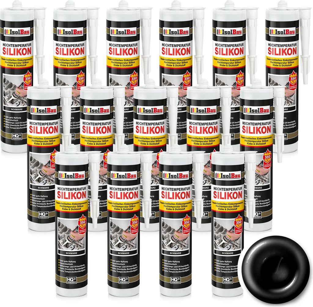 Isolbau Hochtemperatur Silikon, 15 x 300 ml Dichtmasse, Dichtstoff, Reparatur & Füllung von Rissen in Kaminen & Öfen, hochtemperaturbeständig bi...