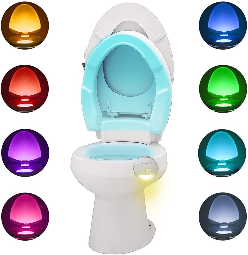 2 Motion Sensor LED Toilettendeckel WC Sitz Klobrille Toilette Sensor Nachtlicht 