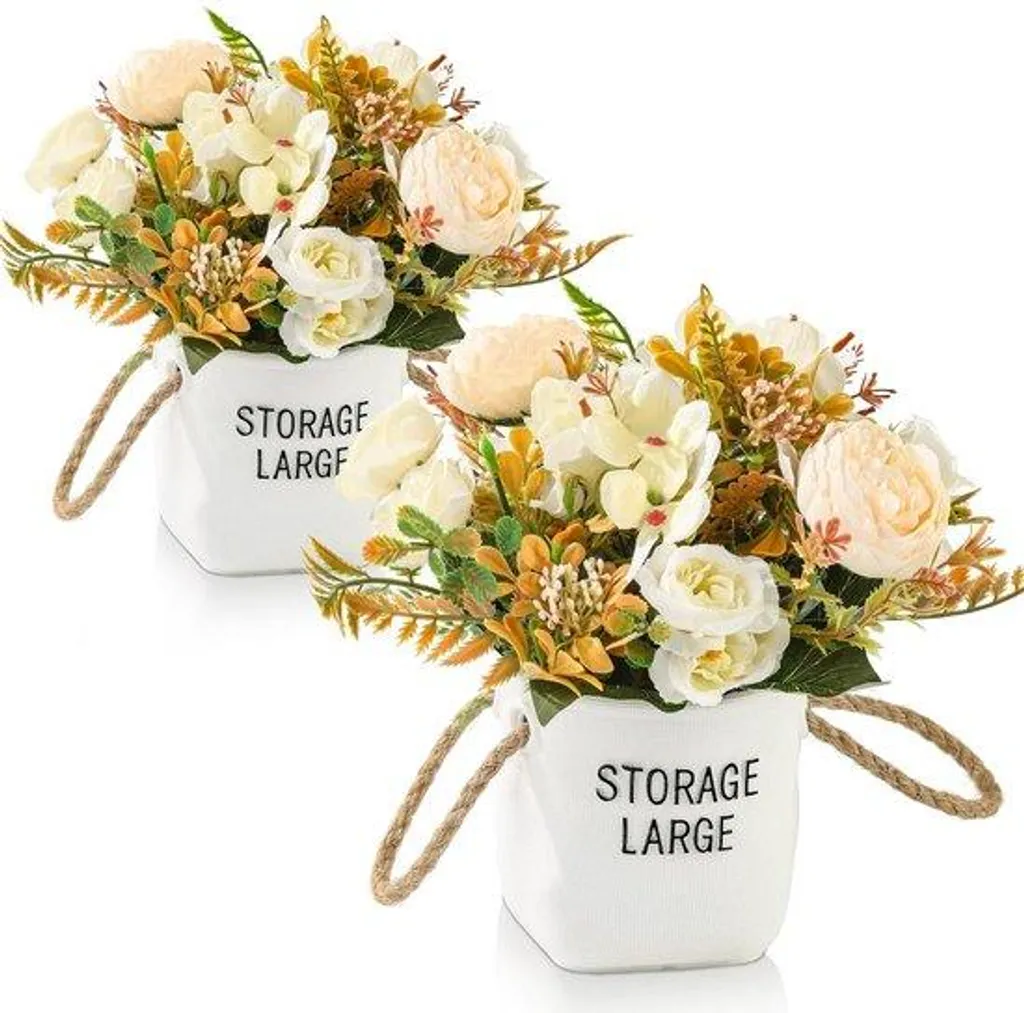 Bouquet artificiel hortensia et œillet blanc pour décoration de salon