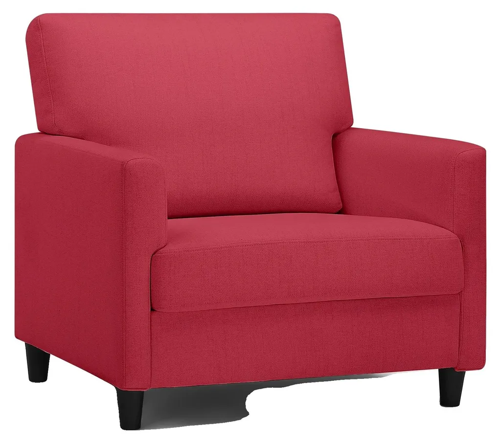 Petit fauteuil de lecture design pour salon, assise moelleuse rouge 1 place