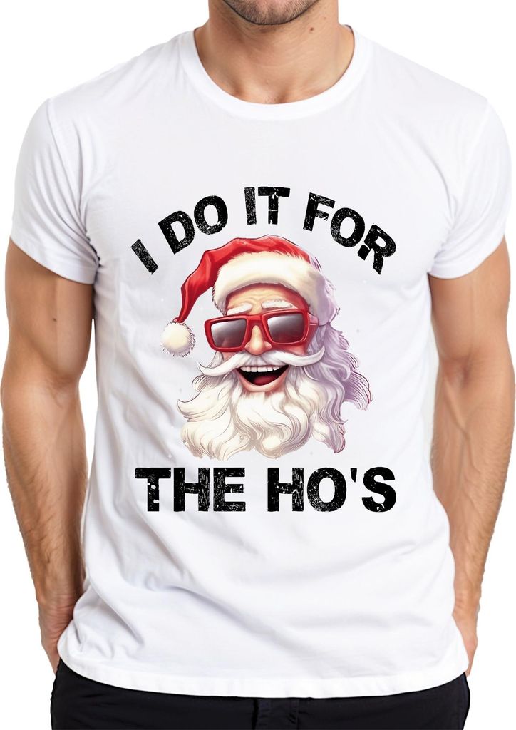 I Do It For The Ho's Santa Weihnachtsmann Lustig Geschenk Herren T-Shirt, Weiß, M
