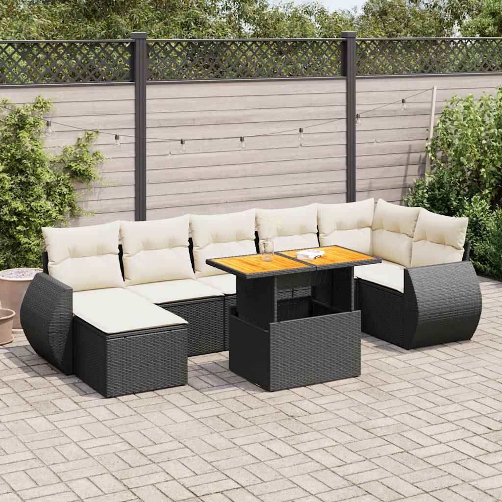 Maison Exclusive - 8-tlg. Garten-Sofagarnitur mit Kissen Schwarz Poly Rattan